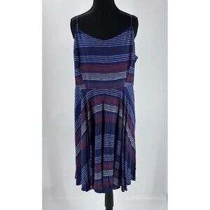 Old Navy Sleeveless Spaghetti Strap Sundress XL Striped Patriotic Red White Blue
